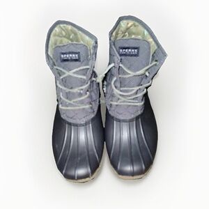Sperry Gray and Black Winter Rain Boots